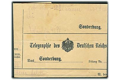 Feltpost-telegram fra Aus dem Felde modtaget i Sonderburg d. 20.6.1915. 