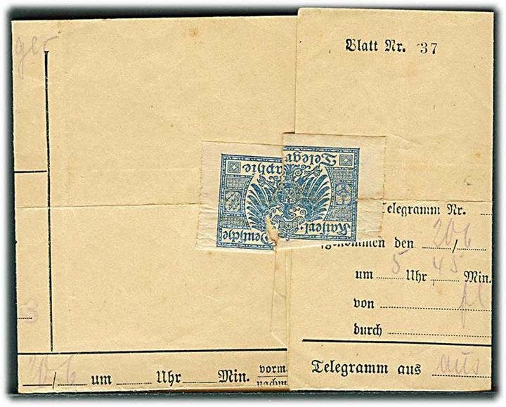 Feltpost-telegram fra Aus dem Felde modtaget i Sonderburg d. 20.6.1915. 