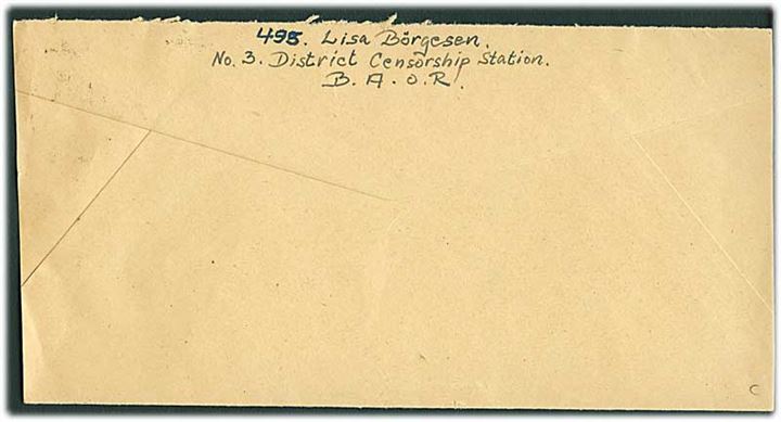 Ufrankeret OAS brev stemplet Field Post Office 432 (= Hamburg) d. 5.1.1946 til København, Danmark. Fra dansk postcensor ved No. 3 District Censorship Station i Hamburg.