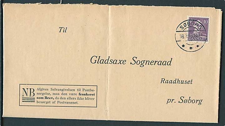 5 øre Bølgelinie på Selvangivelse sendt som lokal tryksag i Søborg d. 8.1.1945. Udfyldt og tilbagesendt som lokalbrev i Søborg d. 18.1.1945.