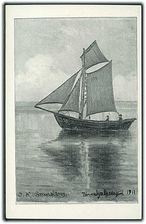 J. H. Brandt: Børnehjælpsdagen 1911. Sejlskib i vandet. Uden adresselinier. U/no. 