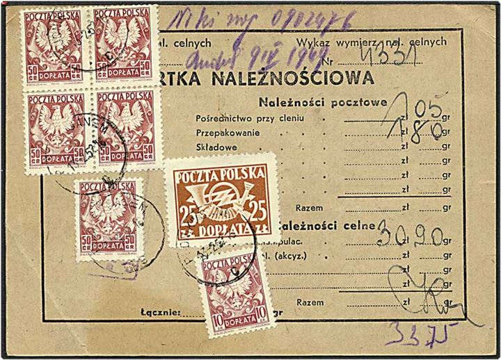 Polsk postkvittering fra Rudnik d. 13.2.1952.