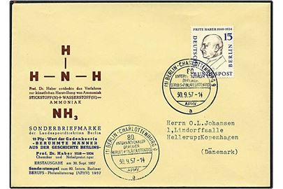 15 pfennig blå på brev fra Berlin, Tyskland, d. 30.9.1957 til Hellerup.