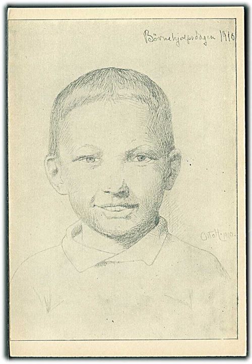 Børnehjælpsdagen 1910. Smilende dreng. Chr. J. Cato u/no. 