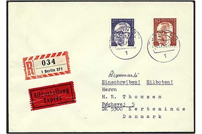 2,30 mark på Rec. expres brev fra Berlin, Tyskland, d. 26.1.1971 til Kerteminde.