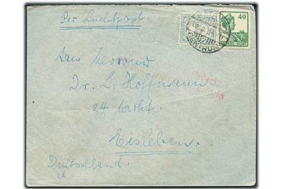 Hollandsk Ostindien. 5 c. og 40 c. på luftpostbrev fra Batavia d. 29.8.1934 til Eisleben, Tyskland.
