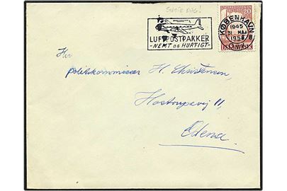 20 øre rød Statsradiofonien singelfrankatur på brev fra København d. 31.5.1958 (sidste dag) til Odense.