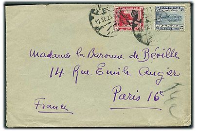 10 mills Provisorium og 15 mills på brev fra Cairo d. 29.9.1926 til Paris, Frankrig.