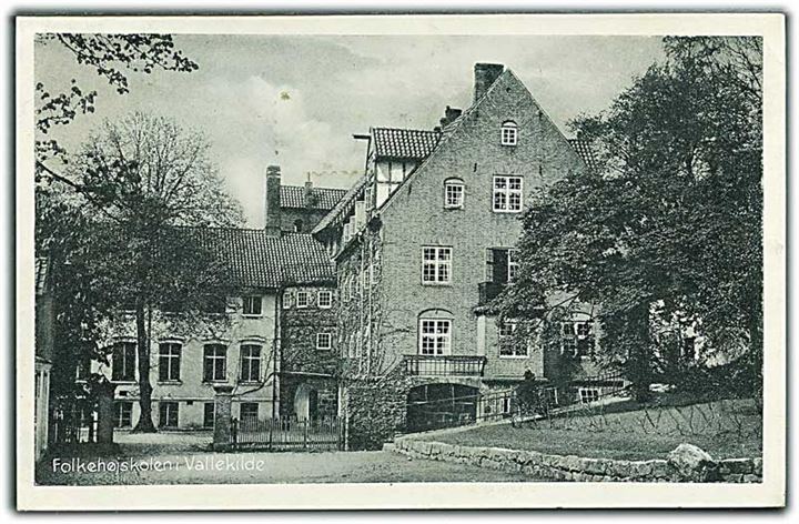 Folkehøjskolen i Vallekilde. Stenders no. 70824. Frankeret med 10 øre Regentjubilæum stemplet Hørve d. 6.8.1937 til Ry.
