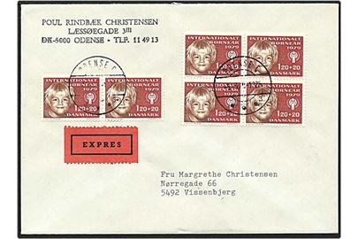 120+20 øre rød Internationalt børneår på expres brev fra Odense d. 5.3.1979 til Vissenbjerg.