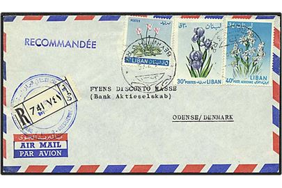Rec. luftpost brev fra Beyrouth, Libanon, d. 1.2.1965 til Odense.