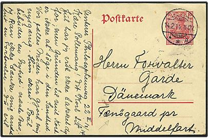 10 pfennig rød helsag fra Jena, Tyskland, d. 14.2.1914 til Fænøgaard pr. Middelfart.