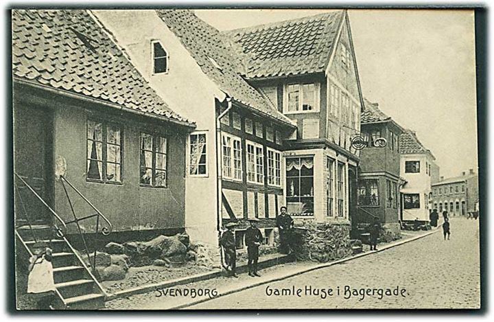 Svendborg. Gamle huse i Bagergade. Stenders no. 3699.