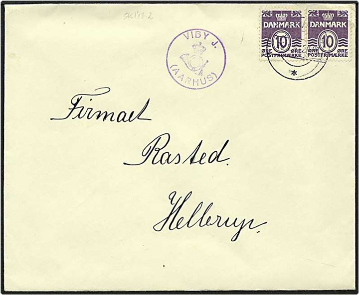 10 øre violet bølgelinie fra Viby J. d. 16.1.1941 til Hellerup. Viby J / (Aarhus) posthornsstempel.