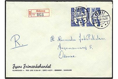 60 øre blå SAS på lokalt Rec. brev fra Odense d. 20.3.1964.