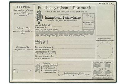 International Postanvisning - formular Nr. 15a fra 1900'erne. Ubrugt.