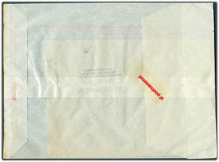 3,50 kr. Turisme på brev med stempel på bagsiden Indgået beskadiget 18 OKT 1991 og ilagt pergamyn kuvert.