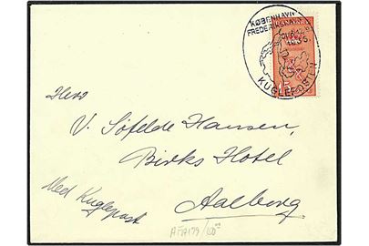 15 øre rød kræftmærke på brev fra København d. 31.8.1935 til Aalborg.