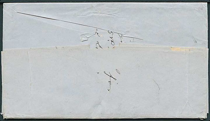 1851. Ufrankeret brev med indhold dateret Kjøbenhavn d. 14.11.1851 til Handelsforvalter Kauffeldt på Færøerne. Påskrevet “12” i venstre hjørne. Fuldt indhold.