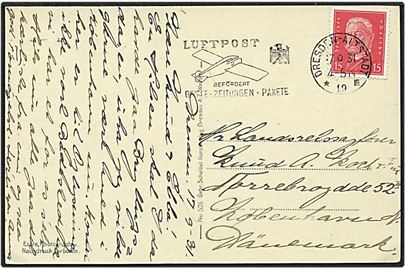 15 pfennig rød på luftpost postkort fra Dresden, Tyskland, d. 17.9.1931 til København.
