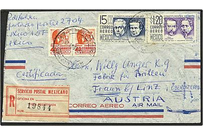 $2.15 rec. luftpostbrev fra Mexico City d. 4.2.1961 til Østrig.