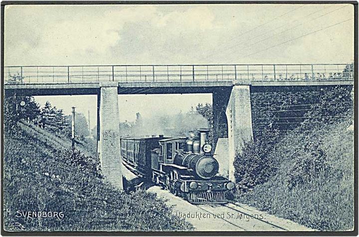 Svendborg, lokomotiv ved St. Jørgens viadukt. Stenders no. 3709.