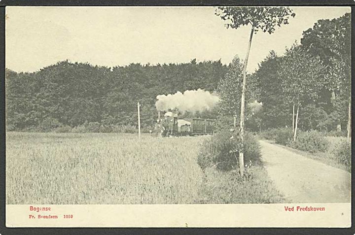 Bogense, Fredskoven med lokomotiv. F. Svendsen no. 1059.
