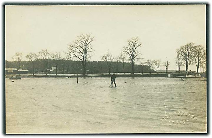 Odense (?). Oversvømmelse. Fotokort Otto Nørmark u/no.
