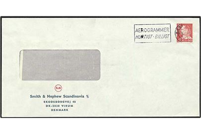 60 øre rød Fr. IX på brev fra København. Mærket med perfin Cif.10 - Smith & Nephew Scandinavia A/S. Kendes kun på aflange kuverter.
