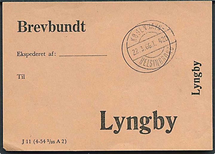 Brevbundtvignet J11 (4-54 1/25 A2) med bureaustempel København - Helsingborg T.420 d. 22.3.1966 til Lyngby.