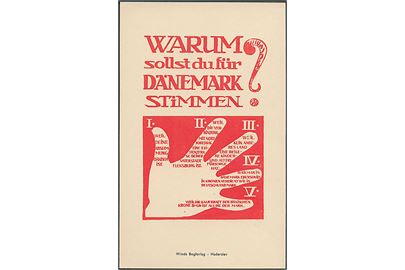Genforeningsplakat i miniature (12,5x20 cm.) Warum sollst du für Dänemark .... Winds Bogforlag u/no.