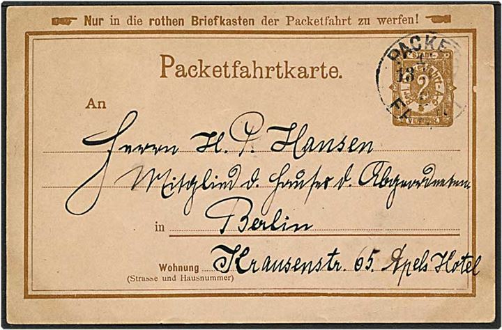 2 pfennig brun bypost helsag fra Berlin, Tyskland, d. 12.3.1894.