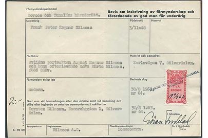 2 kr. Stempelmærke på dokument stemplet Vimmerby d. 9.9.1963.