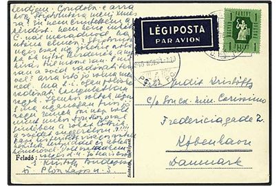 1 forint grøn på luftpost postkort fra Ungarn d. 21.11.1946 til København.