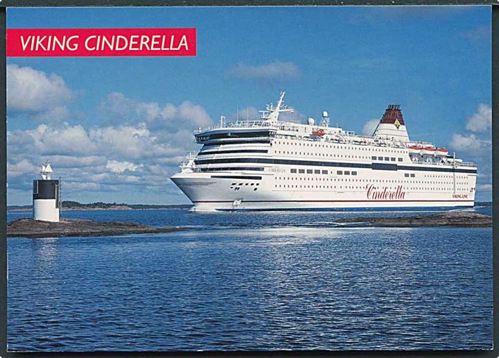 Åland mærka på brevkort (færgen Viking Cinderella) stemplet Mariehamn Navire d. 6.7.2009 til Filipstad, Sverige.