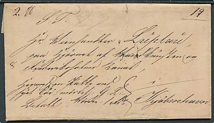 1846. Pakkefølgebrev med indhold dateret d. 20.1.1846 til Kjøbenhavn. Flere påtegninger.