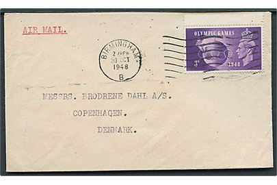3d Olympiade udg. på luftpost brev fra London d. 30.10.1948 til København, Danmark.
