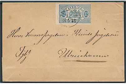 12 øre Tjenestemærke på brev med svagt stempel d. 30.5.1880 til Ulricehamn.