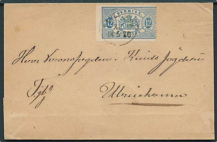 12 øre Tjenestemærke på brev med svagt stempel d. 30.5.1880 til Ulricehamn.