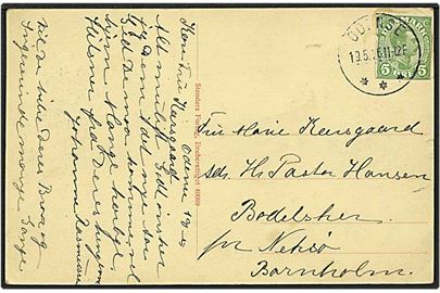 5 øre grøn Chr. X helsagsafklip på postkort fra Odense d. 19.5.1916 til Bodilsker.