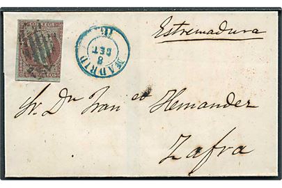 4 cts. Isabella utakket på brev fra Madrid d. 8.9.1855 til Zafra.