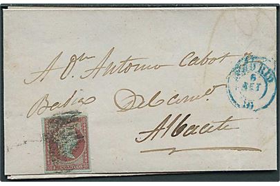 4 cts. Isabella utakket på brev fra Madrid d. 5.9.1855 til Albacete.