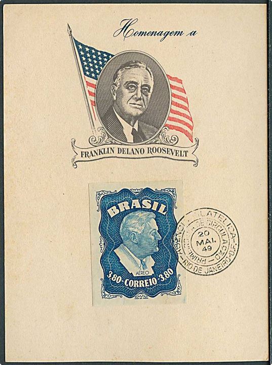 Maximunskort fra Brasilien med Franklin D. Roosevelt. 