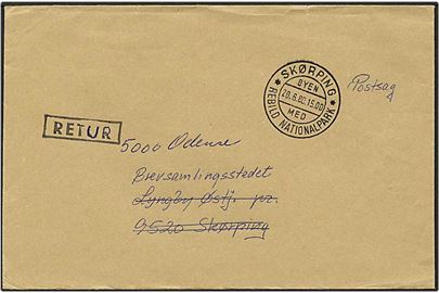 Postsag fra Odense til Skørping d. 28.6.1980. Skørping særstempel. Brevet er returneret.