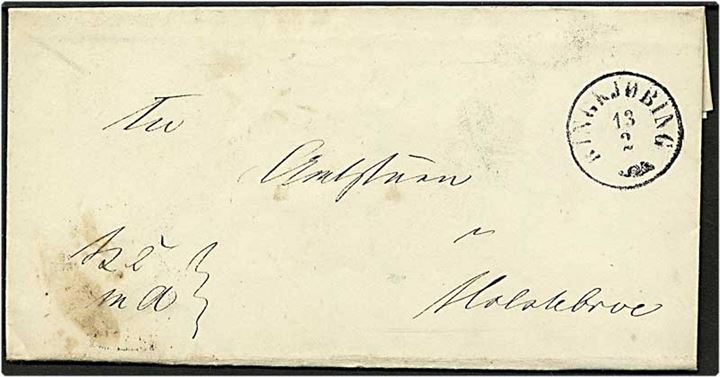 Ufrankeret brev fra Ringkøbing d. 13.2.1864 til Holstebro. Fuldt indhold. Ringkøbing og Holstebro antikvastempler.