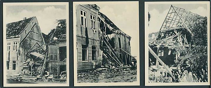 9 billeder efter bombeangrebet i Aalborg i 1940. Eneret Postbox 199 u/no.
