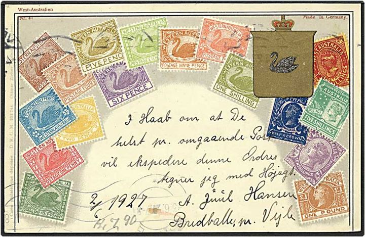 Frimærkepostkort med mærker fra West-Australien no. 47.