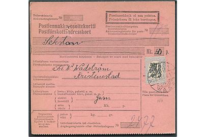3 mk. Løve single på postopkrævning fra Vasa d. 30.11.1928 til Kristinestad.