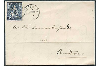 10 c. Helvetia på brev fra Kaltbrunn d. 15.6.1864 til Amden.