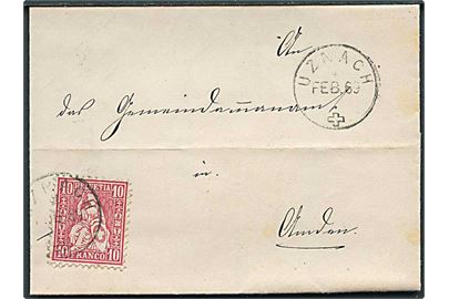 10 c. Helvetia på brev fra Uznach d. 4.2.1869 til Amden.